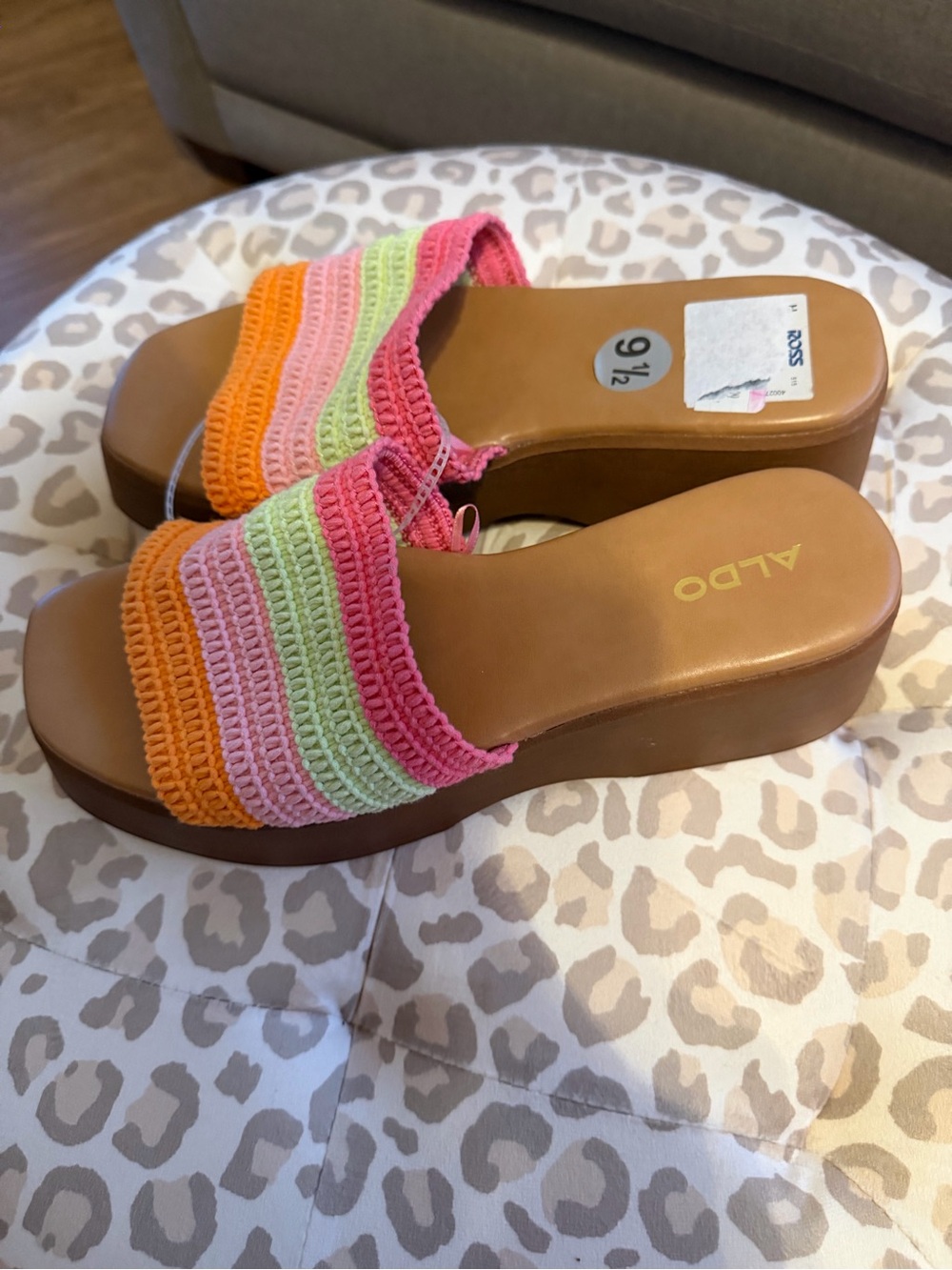 Aldo Multicolor Crochet Slide Mules in Pink, Green, Orange - Picture 8 of 8